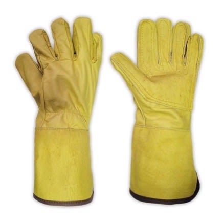 Guante De Vaqueta Largo Amarillo Con Refuerzo < L >