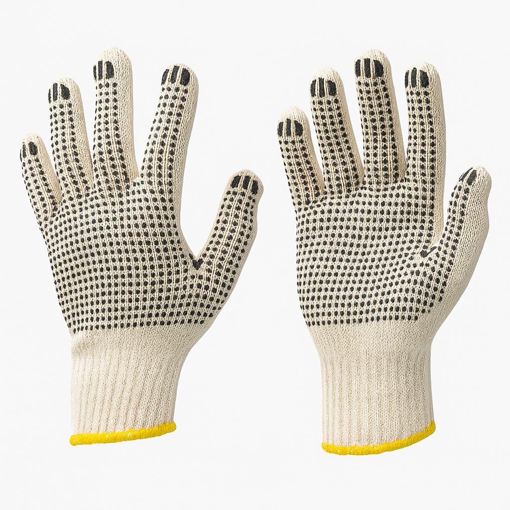 Guantes de Hilaza con Puntos en PVC: